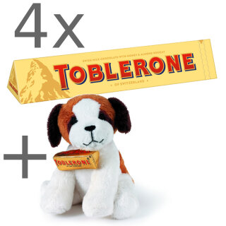 4x Toblerone Gold 360g + "Bernie Dog" Plüschhund