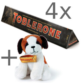 4x Toblerone Dark 360g + "Bernie Dog" Plüschhund