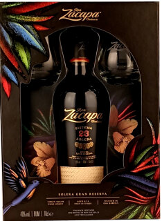 Ron Zacapa Sistema Solera 23 Gran Reserva Geschenkset mit 2 Gläsern Rum 40% Vol. 0,7L