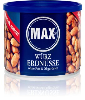 MAX Würz Erdnüsse ohne Fett und Öl geröstet 300g