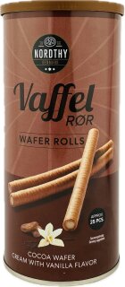 Kakao Waffelröllchen mit Vanillegeschmack Nordthy Denmark 250g